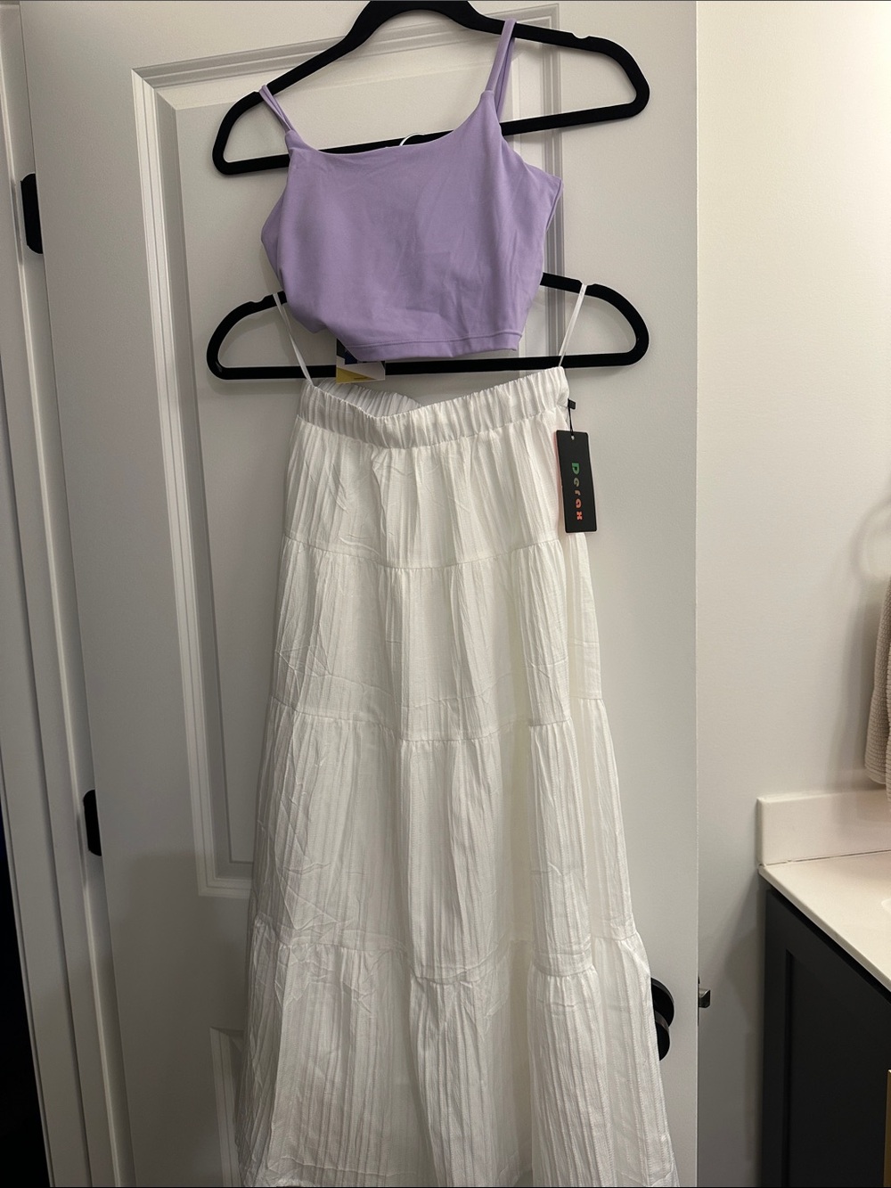 Lilac Crop Tank Top and White Maxi Skirt Set 💗🌻 Both NWT